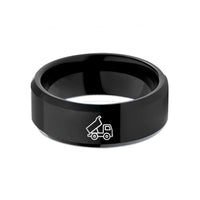 unique presents for her – black tungsten tipper truck wedding band
