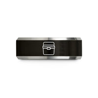 special keepsake for her – black & silver tungsten cooler box wedding band