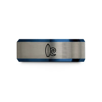 unique presents for mom – black & blue & gray tungsten fish surfboard wave wedding band