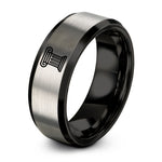 unique presents for mom – black & gray tungsten courthouse columns ionic ring