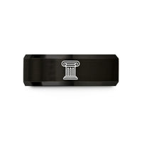 engraved jewelry for mom – black tungsten courthouse columns ionic wedding band