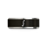 presents for her birthday – black & grey tungsten f hole shape wedding band