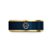 best presents for women – gold & blue tungsten kissing mermaids heart wedding band