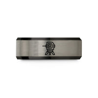 unique presents for women – black & grey tungsten laser level wedding band