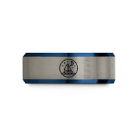 presents for new moms – black & blue & silver tungsten night sail wedding band