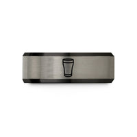 unique presents for women – black & gray tungsten pint glass wedding band
