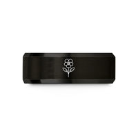 best present for moms – black & rose gold tungsten violet single stem wedding band
