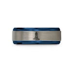 useful items for mom – blue & silver tungsten chania lighthouse wave wedding band