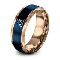Day Mothers Gifts Useful – blue & rose gold tungsten mountain moon ring