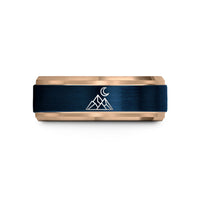 unique presents for moms – blue & rose gold tungsten mountain moon wedding band