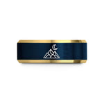 special present ideas mom – gold & blue tungsten mountain moon wedding band
