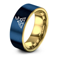top presents for dads – gold & blue tungsten mountain moon ring