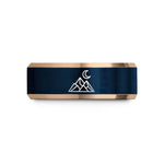 top presents for dads – rose gold & blue tungsten mountain moon wedding band