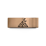 top presents for dads – rose gold & blue tungsten mountain moon wedding band