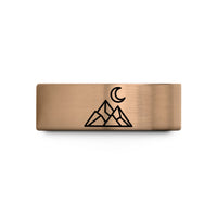 top presents for dads – rose gold & blue tungsten mountain moon wedding band