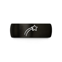 special presents for her – black & rose gold tungsten shooting star wedding band
