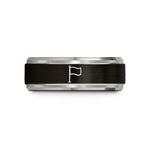 custom engraved rings men – black & blue & grey tungsten white flag wedding band