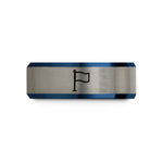 personalized presents for family – black & blue & grey tungsten white flag wedding band
