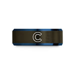 engraved rings for couples – gunmetal & blue tungsten carbon c wedding band