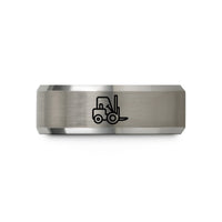 personalized jewelry for her – black & grey tungsten forklift wedding band