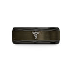 mother's day present ideas – gunmetal & black tungsten medical caduceus wedding band