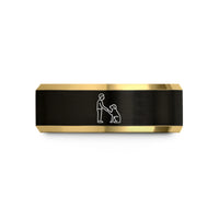 engraved present ideas – black & gold tungsten paw shake wedding band