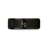 unique metal rings – black tungsten paw shake wedding band
