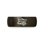 custom rings for women – gunmetal & black tungsten tailfins wedding band