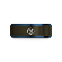 gifts for both parents – gunmetal & blue tungsten bloch sphere wedding band