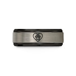 personalized jewelry gifts – black & grey tungsten paw print wedding band
