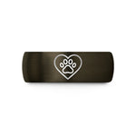 women's engraved jewelry – gunmetal & black tungsten paw print wedding band