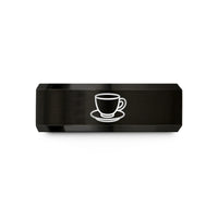 personalized jewelry for women – black tungsten teacup saucer wedding band