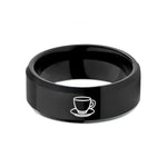 gift ideas for mom – black tungsten teacup saucer wedding band