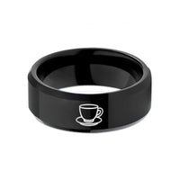 gift ideas for mom – black tungsten teacup saucer wedding band