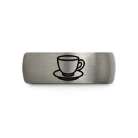 personalized jewelry for women – gunmetal & gray tungsten teacup saucer wedding band