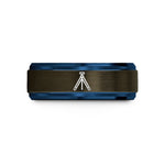 moms day jewelry gifts – gunmetal & blue tungsten tripod wedding band