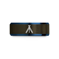 moms day jewelry gifts – gunmetal & blue tungsten tripod wedding band