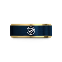 personalized mom jewelry – gold & blue tungsten diver circle wedding band