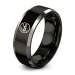 unique presents for her – black & grey tungsten no smoking ring
