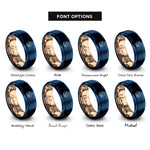 font options for inside engraving on blue & rose gold day night rings