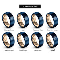 font options for inside engraving on rose gold & blue day night rings