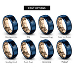 font options for inside engraving on rose gold & blue day night rings