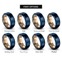 font options for inside engraving on rose gold & blue day night rings