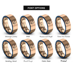 font options for inside engraving on rose gold & blue day night rings