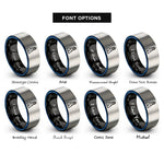 font options for inside engraving on black & blue & gray daymark triangle rings