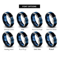 font options for inside engraving on blue & silver daymark triangle rings