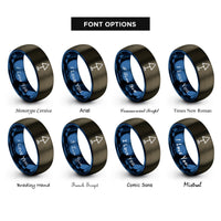 font options for inside engraving on gunmetal & blue daymark triangle rings