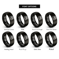 font options for inside engraving on black daytona international speedway rings