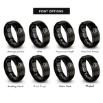 font options for inside engraving on black daytona international speedway rings