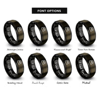 font options for inside engraving on gunmetal & black daytona international speedway rings